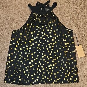 Halogen Halter Top In Gold Dot Print